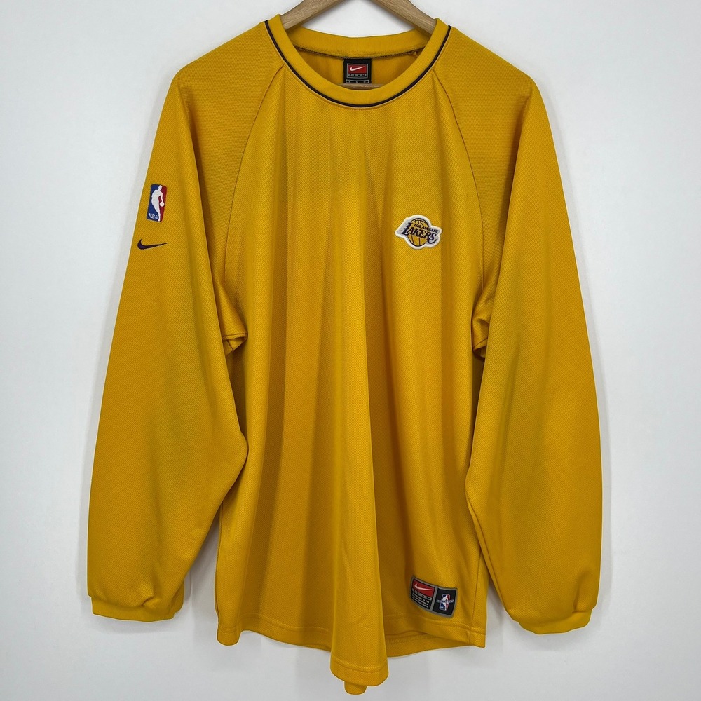 Nike Team Los Angeles Lakers NBA Shooting Shirt Gold Purple Mens Large‎ Vtg